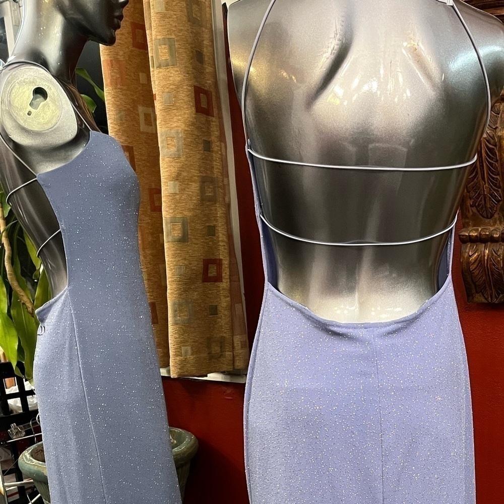 VTG Women's M Elegant Shimmer Open Strappy Back Gown Lavender Slit Special Event
